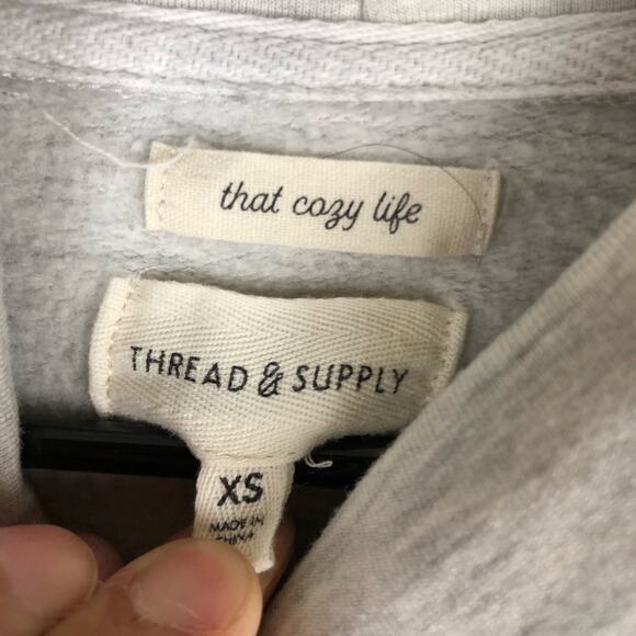 Thread & Supply Womens Sweatshirt Gray Cozy Life High Neck Stretch XS - Picture 5 of 12